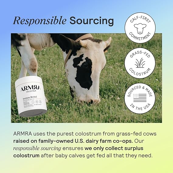 ARMRA Colostrum Powder | Unflavored | Gut Health & Bloating | Skin & Hair | Immunity | Keto, Gluten & Fat-Free | 120 Servings