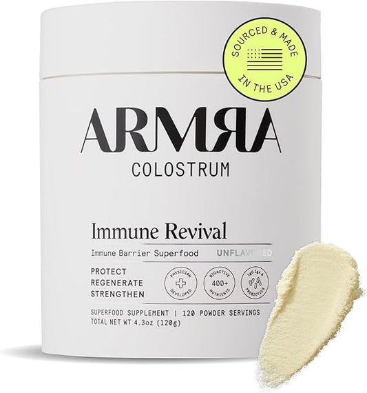 ARMRA Colostrum Powder | Unflavored | Gut Health & Bloating | Skin & Hair | Immunity | Keto, Gluten & Fat-Free | 120 Servings